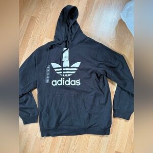 adidas Black Hoodie with White Trefoil Logo